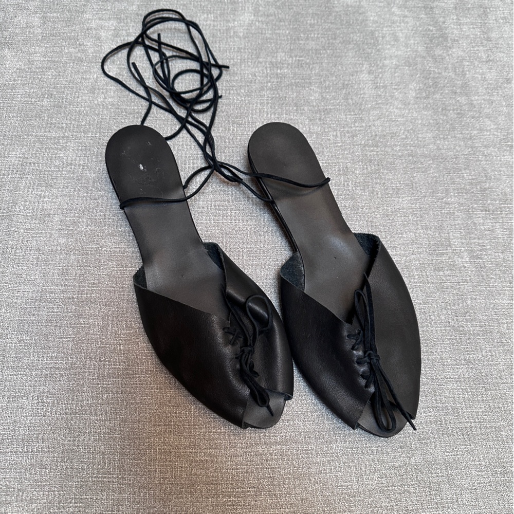 Elegant Black Women's Lace-Up Sandals